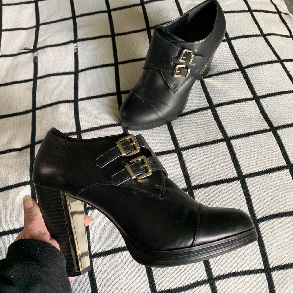 Heeled Booties with Gold Detailing